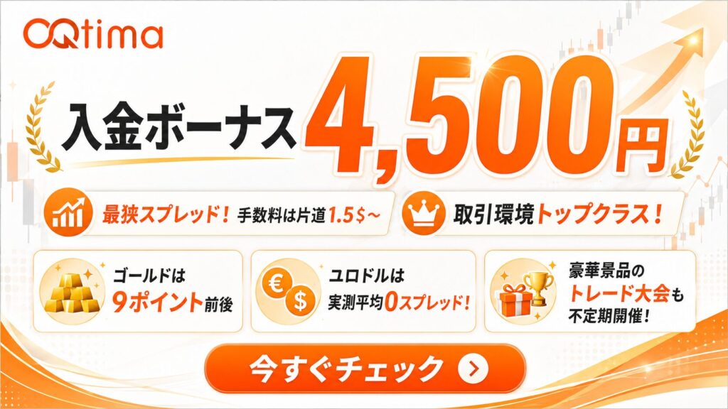 OQtimaはECN+口座スプレッド0.0pips〜・最大レバレッジ1000倍